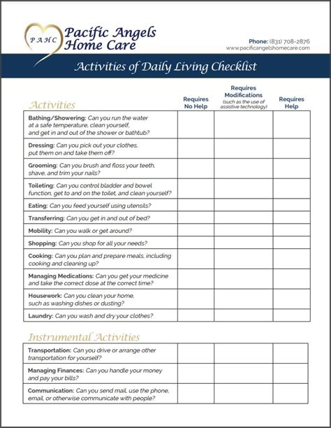 Activities of Daily Living (ADLs): Checklist and Examples | Pacific Angels Home Care