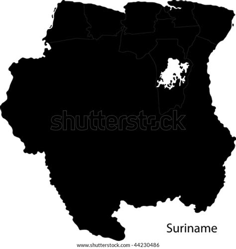 Black Suriname Map Districts Borders Stock Vector (Royalty Free) 44230486 | Shutterstock