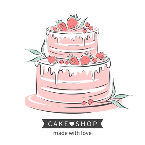 logo de la pâtisserie. gâteau décoré de baies. illustration vectorielle ...