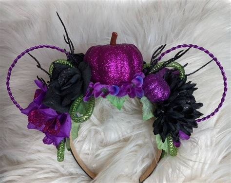 Halloween Pumpkin Disney Ears Inspired Floral Disney Ears Wire Ears Flower Crown Minnie or ...