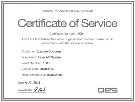 Sample Certificate Of Service Form