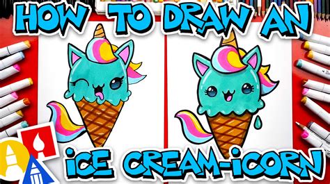 How To Draw A Unicorn Ice Cream Cone (Ice Cream-icorn)