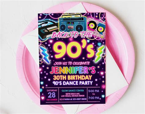 90s Birthday Invitation Party Invites Back to the 90's - Etsy