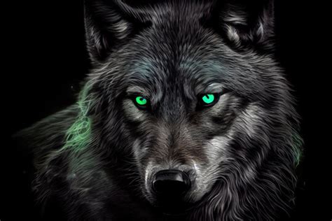 Black Wolf With Green Eyes Wallpaper