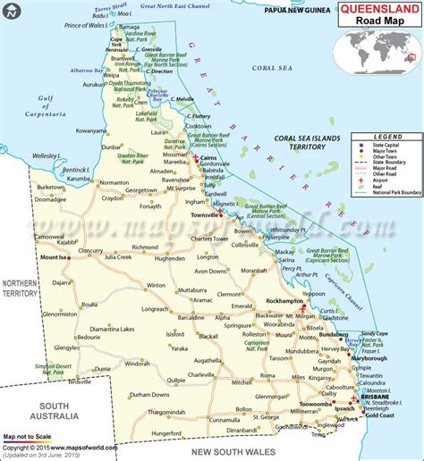 Home & Garden QUEENSLAND STATE ROADS QLD MAP OF AUSTRALIA AUS WALL ...