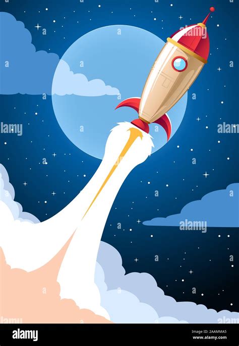 Rocket launch cartoon Stock Vector Image & Art - Alamy