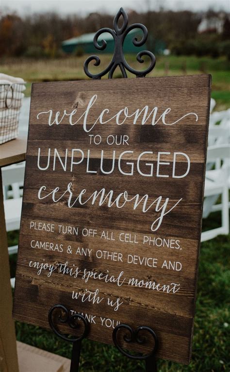 Rustic Unplugged Ceremony Sign | Outdoor wedding, Rustic outdoor wedding, Rustic wedding signs