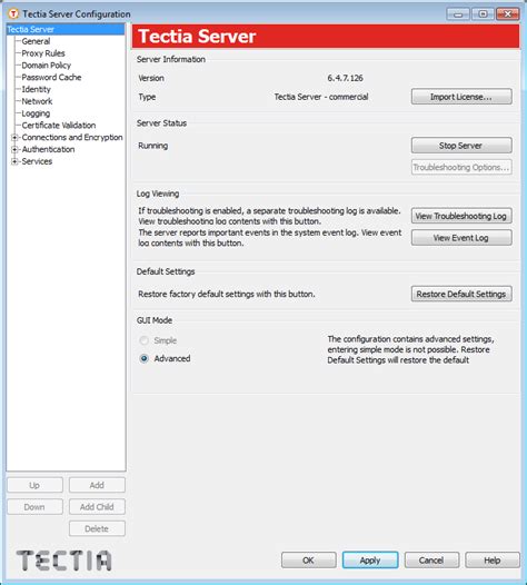 Starting Tectia Server in Debug Mode on Windows