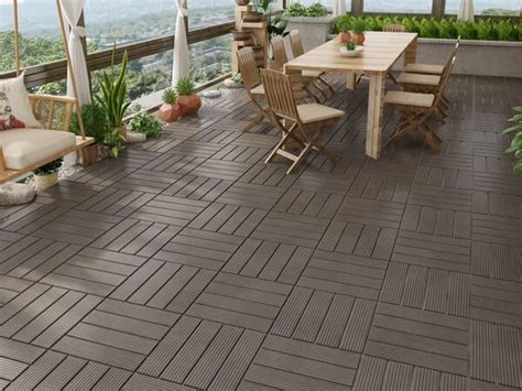 Composite Deck Tiles For Outdoor Space - Fast Interlocking Install - UNIFLOOR