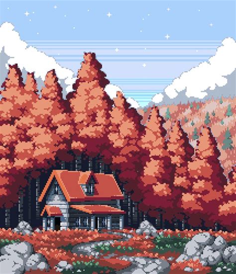 https://www.reddit.com/r/PixelArt/comments/di68y1/autumn_scenery/ | Pixel art landscape, Pixel ...