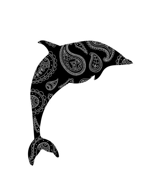 Dolphin Paisley Pattern Silhouette Free Stock Photo - Public Domain Pictures