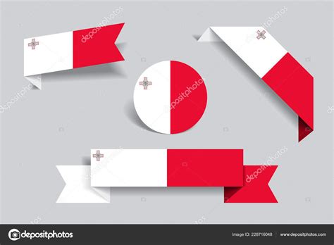 Maltese flag stickers and labels. Vector illustration. Stock Vector Image by ©khvost #228716048