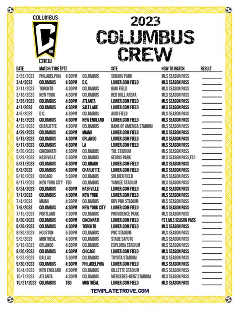 Printable2023 Columbus Crew Soccer Schedule