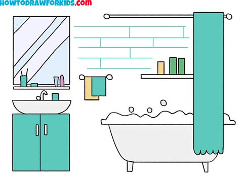 How to Draw a Bathroom - Easy Drawing Tutorial For Kids