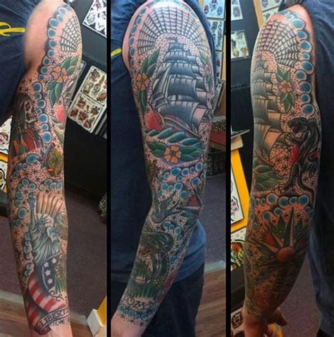 old school sleeve tattoos Gallery | Traditional tattoo sleeve, Tattoo ...