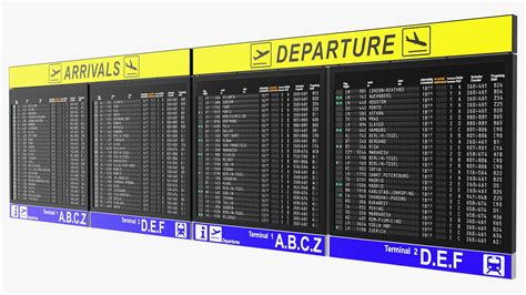 Airport Timetable Arrivals and Departures Board 3D Model $39 - .3ds .blend .c4d .fbx .max .ma ...