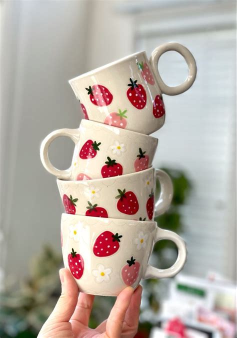 Strawberry Mugs | Pottery painting designs, Ceramics ideas pottery ...