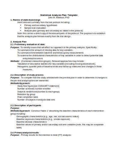 FREE 9+ Sample Statistical Analysis Plan Templates in PDF | MS Word