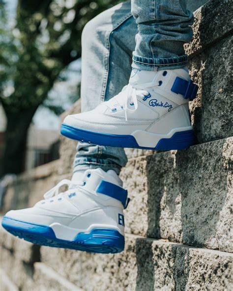 33 HI Sneaker | White and Royal – Ewing Athletics