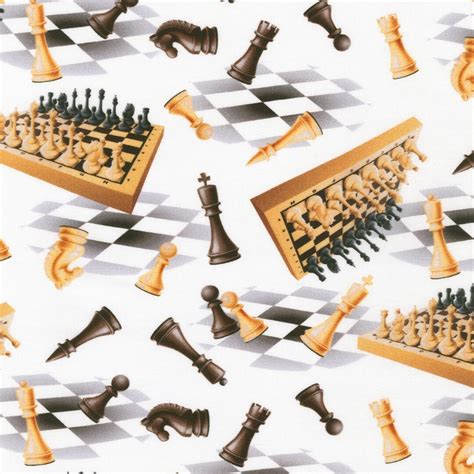 Chess Fabric Chess Pieces & Chess Board Robert Kaufman - Etsy