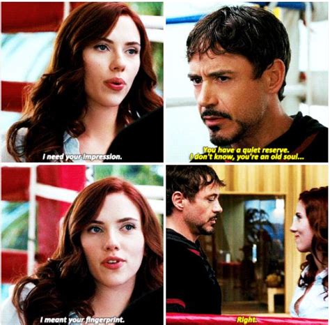 Natasha Romanoff, Tony Stark: "I need your impression." Marvel Funny, Marvel Movies, Marvel ...