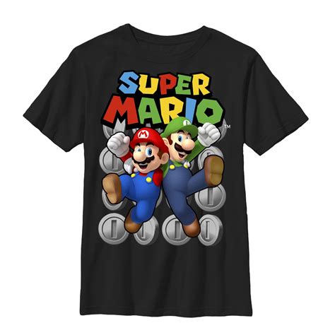 Boy's Nintendo Mario Bros Team Graphic Tee Black Small - Walmart.com