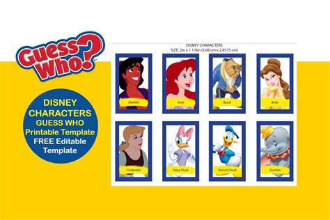 Disney Characters Guess Who Template Printable Disney | Etsy