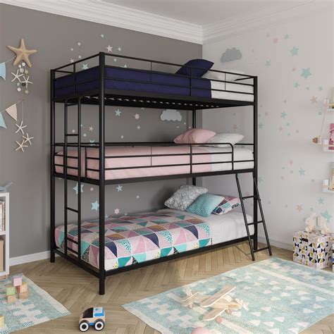 DHP Metal Triple Bunk Bed, Twin/Twin/Twin, Bed for Kids, Multiple ...