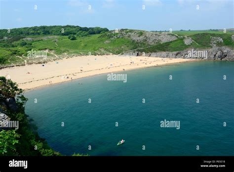 Barafundle Bay and beach Stackpole from the All Wales coast path Wales Cymru UK Stock Photo - Alamy