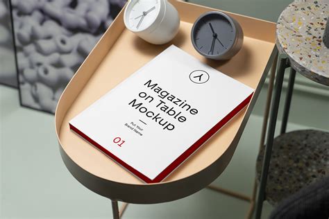 Free Magazine on Table Mockup | Mockup World HQ