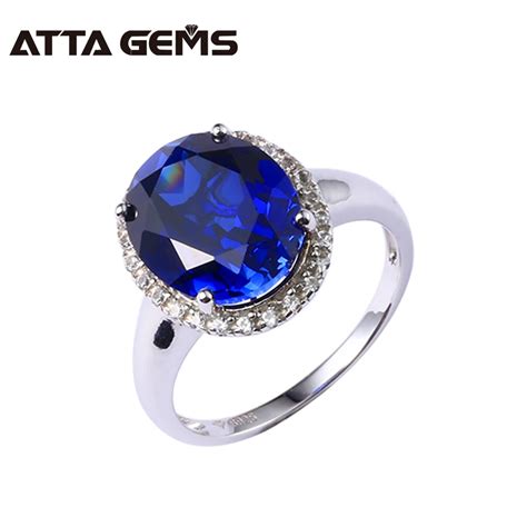 Blue Sapphire Sterling Silver Ring For Women Wedding Office Business ...