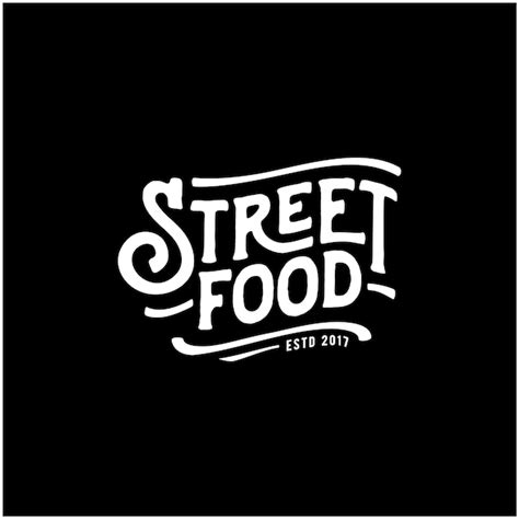 Street food chalk handwriting typography para el vector de diseño del logotipo de restaurant ...