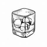 Premium Vector  Whiskey Or Alcohol Cocktail Hand Drawn Black color sketch template