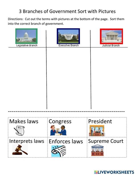 3 Branches of Government - Worksheets Library