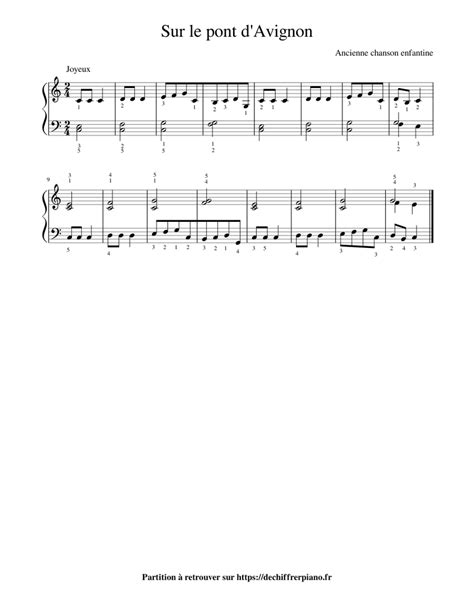 Sur le pont d'Avignon Sheet music for Piano (Solo) Easy | Musescore.com