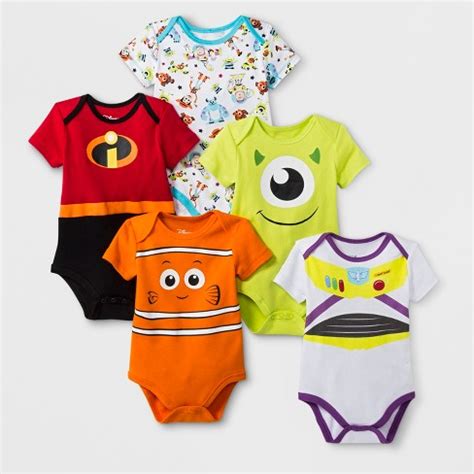 Baby 5pk Disney Pixar Short Sleeve Bodysuit : Target