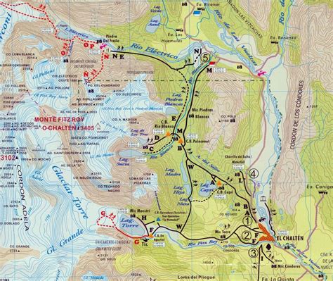 Fitz Roy map with hiking trails | Los glaciares national park, Hiking map, Patagonia