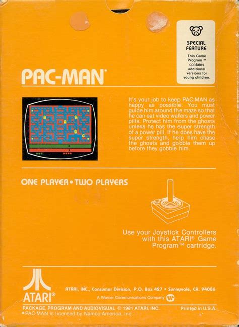 Pac-Man (1981) Atari 2600 box cover art - MobyGames