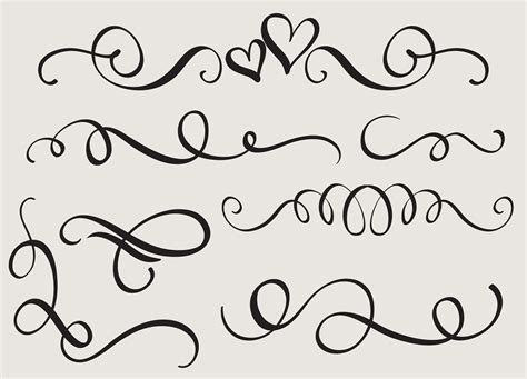 set art calligraphy flourish of vintage decorative whorls for design ...