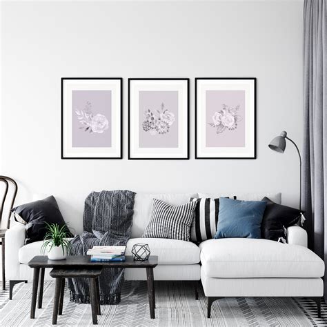 Flower Wall Art Set of 3 Prints Bedroom Decor Digital - Etsy