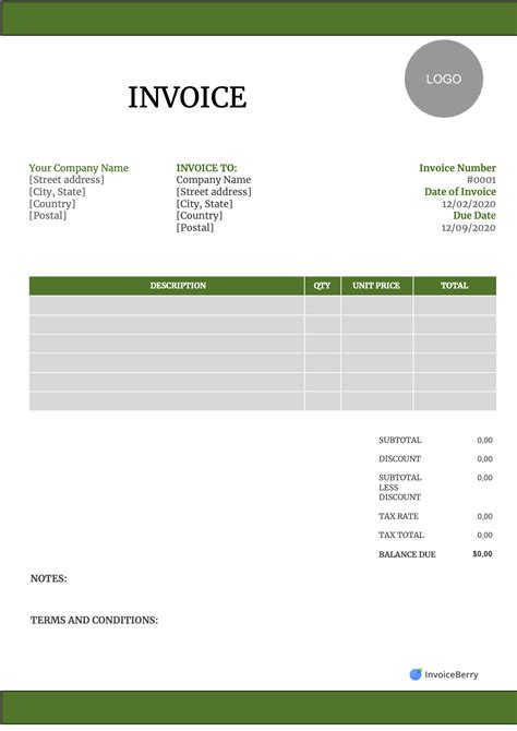 Free Invoice Templates Download - All Formats and Industries | InvoiceBerry