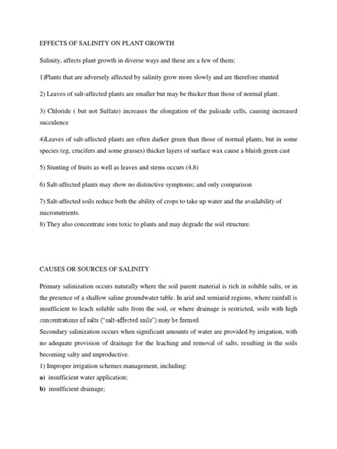 Effects of Salinity On Plant Growth | PDF | Soil | Groundwater