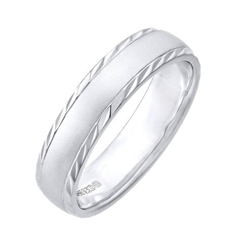 Palladium 950 Court Shape Matt Center with Cut Edges 5mm Wedding Ring