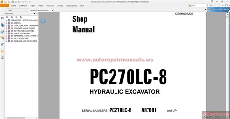 Komatsu Crawler Excavator PC270LC-8 Shop Manual | Auto Repair Manual ...