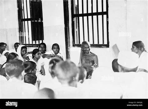 Mahatma Gandhi with his ashram workers at Sabarmati Ashram, Ahmedabad ...