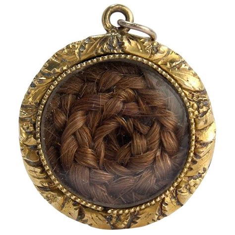 Antique 19th Century Gold Filled Mourning Pendant with Braided Woven ...