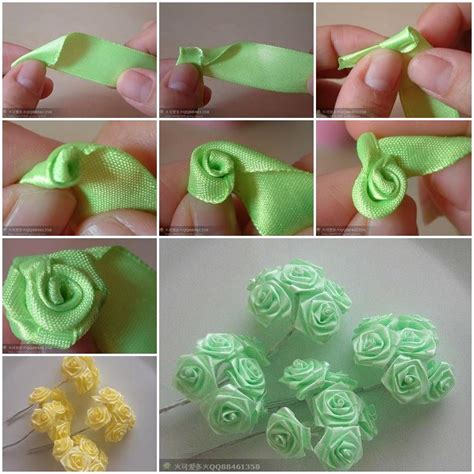 How to make Mini Ribbon Roses DIY tutorial instructions | Ribbon flower ...