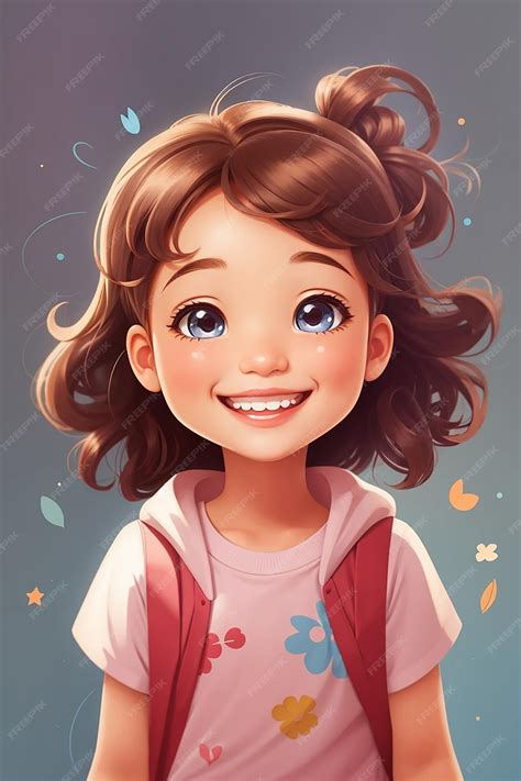 Premium AI Image | Cheerful girl is happy funny positive children smile cartoon character hand ...