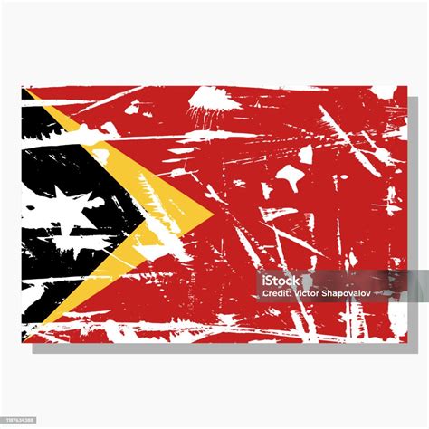 Bendera Timor Leste Dengan Goresan Bendera Vektor Timor Leste Ilustrasi ...