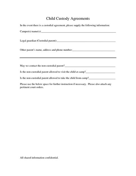 Child Custody Agreement Form - Free Printable Documents